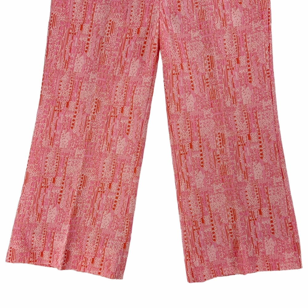 Vintage Cropped Length Pink and Orange Textured Capris Pants - Picture 3 of 12